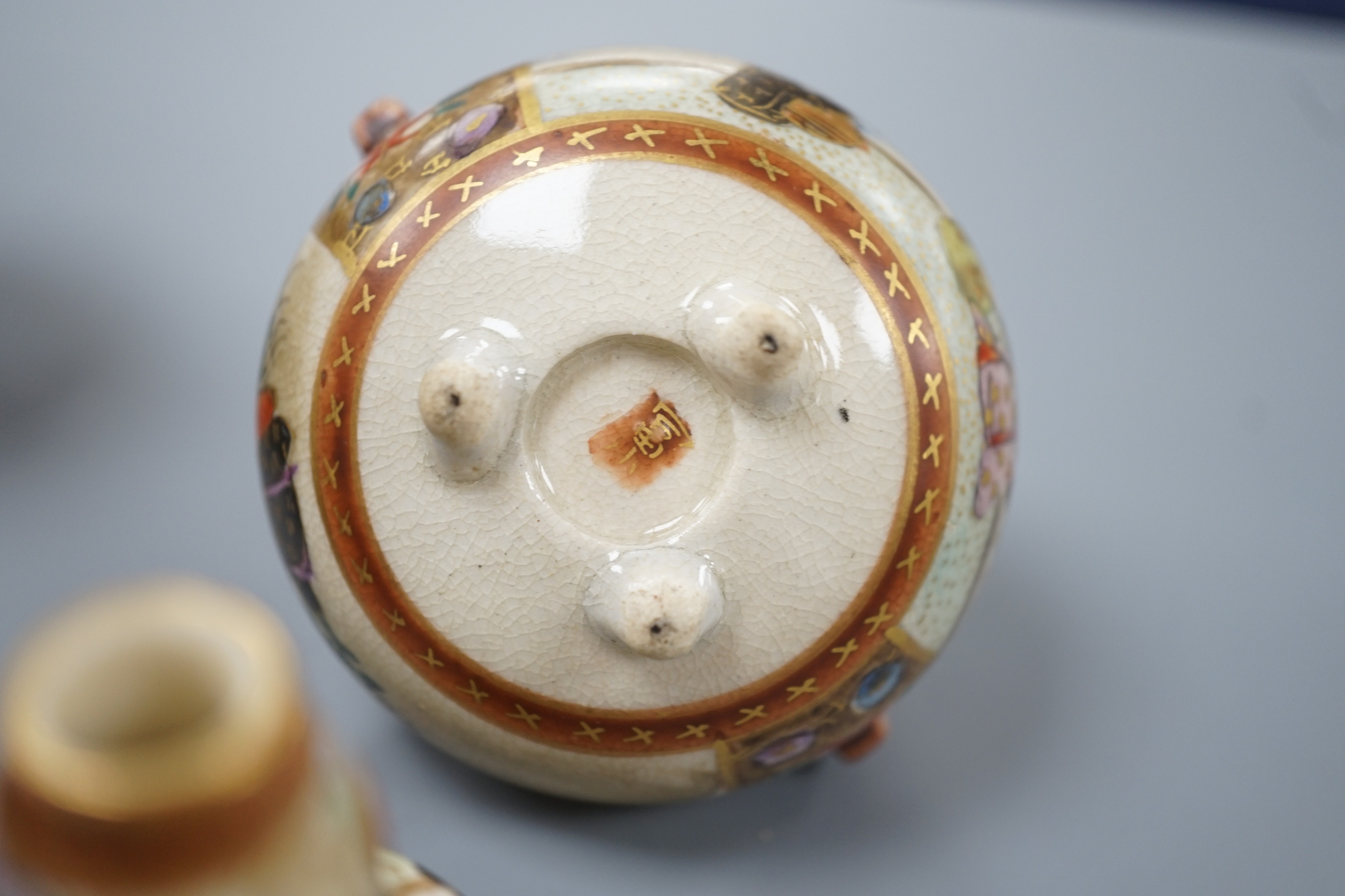 A group of small and miniature Satsuma pottery vases, koros and covers and dishes, late 19th/early 20th century, 3cm - 12cm